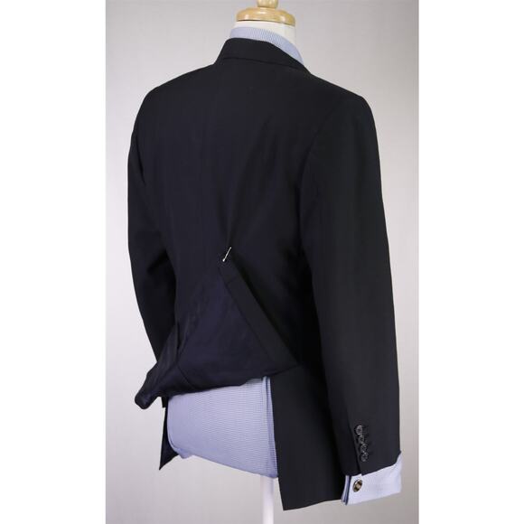 Custom Tailored Solid Navy Blue 2-Btn Wool Blazer Jacket 38S - Picture 8 of 10